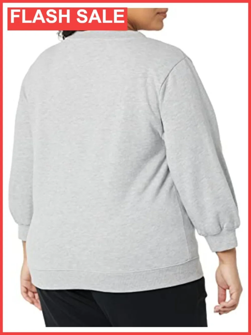 French Terry Fleece Crewneck Sweatshirt Loose Fit 3/4 Blouson Sleeve